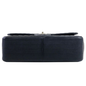 Jumbo Classic Flap Caviar Black Chevron SHW
