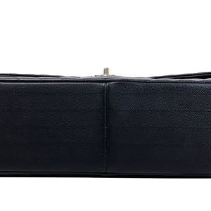 Jumbo Classic Flap Caviar Black Chevron SHW