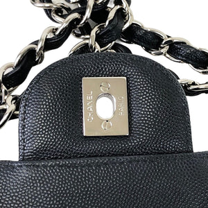 Jumbo Classic Flap Caviar Black Chevron SHW