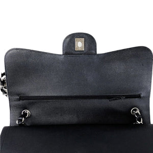 Jumbo Classic Flap Caviar Black Chevron SHW