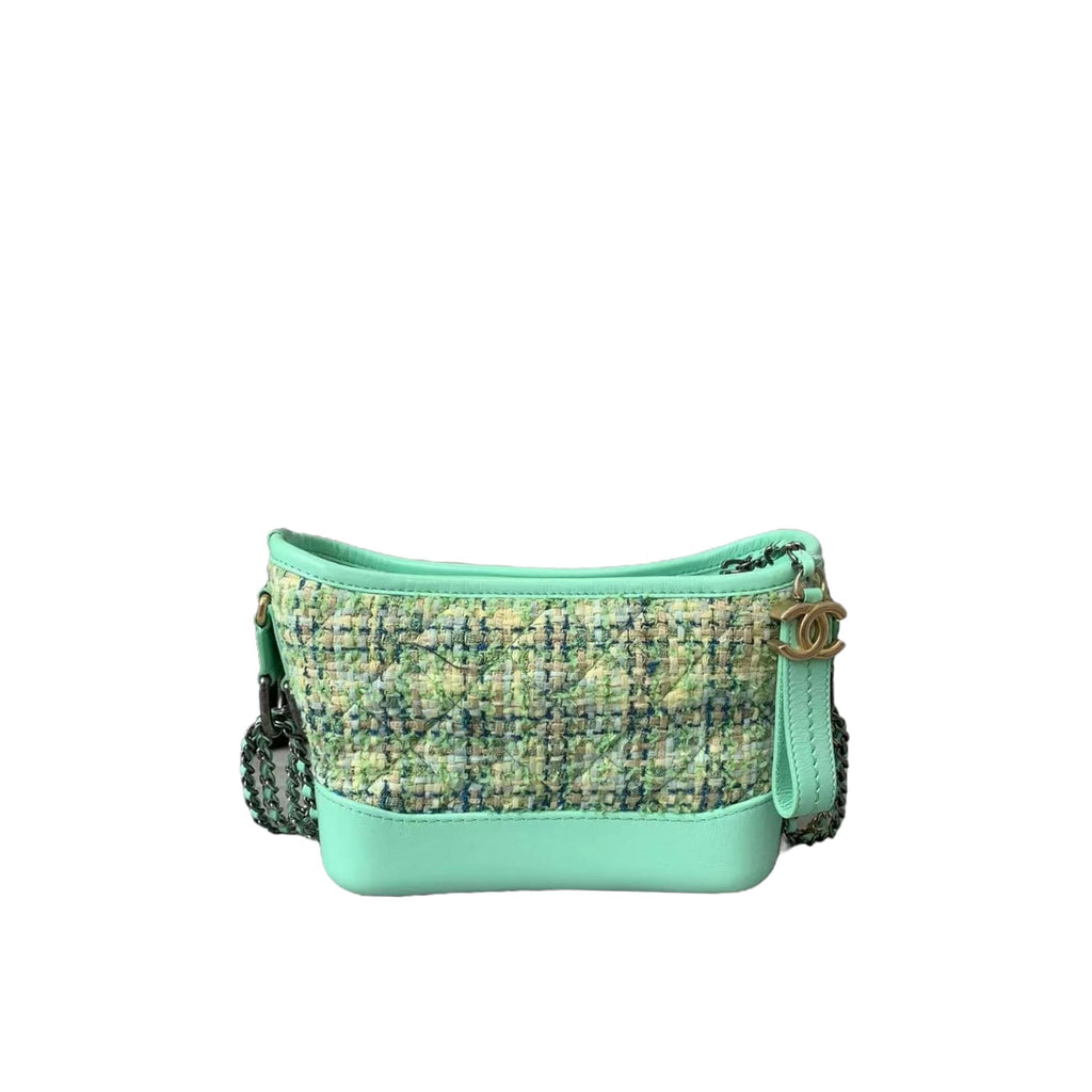 Small Gabrielle Hobo Quilted Tweed Green MHW