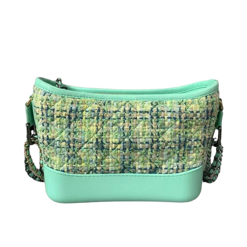 Small Gabrielle Hobo Quilted Tweed Green MHW