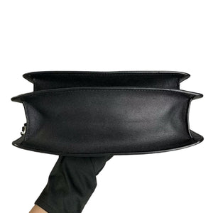 Large CC Box Flap Quilted Grained Calfskin Black SHW