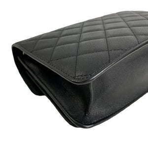 Large CC Box Flap Quilted Grained Calfskin Black SHW