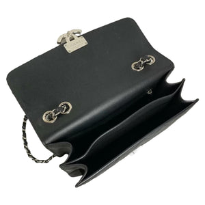 Large CC Box Flap Quilted Grained Calfskin Black SHW