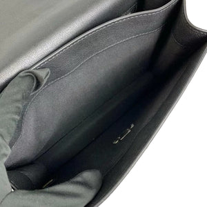 Large CC Box Flap Quilted Grained Calfskin Black SHW