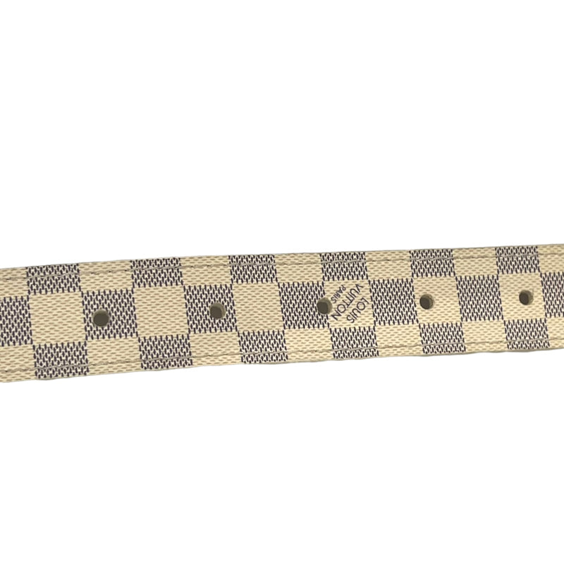 Louis Vuitton Neutrals, Pattern Print Mini Damier Azur 25mm LV Initiales Belt Kit L