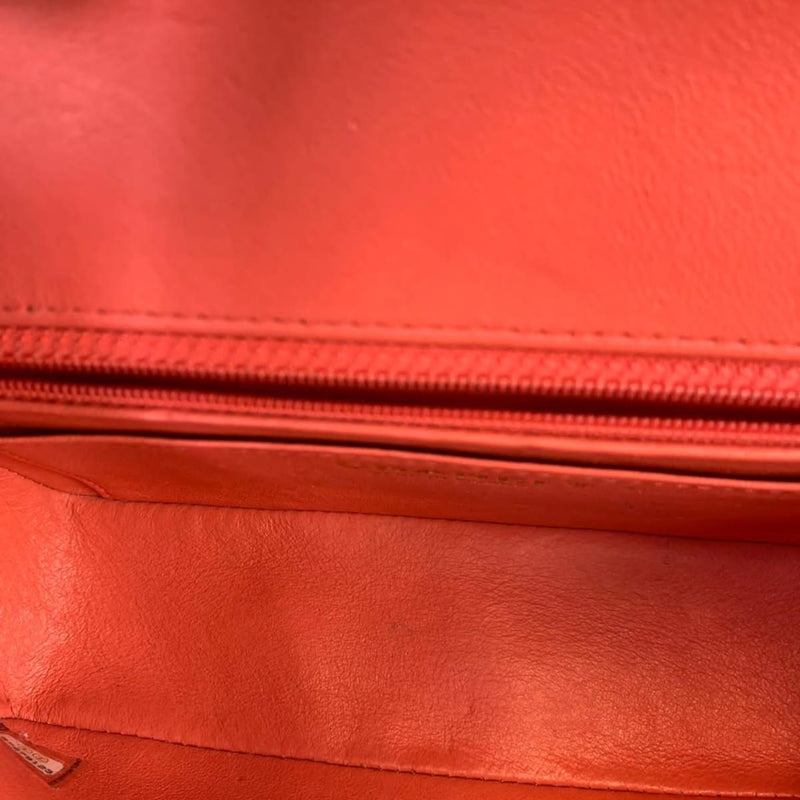 Mini Classic Flap Calfskin Chevron Red GHW