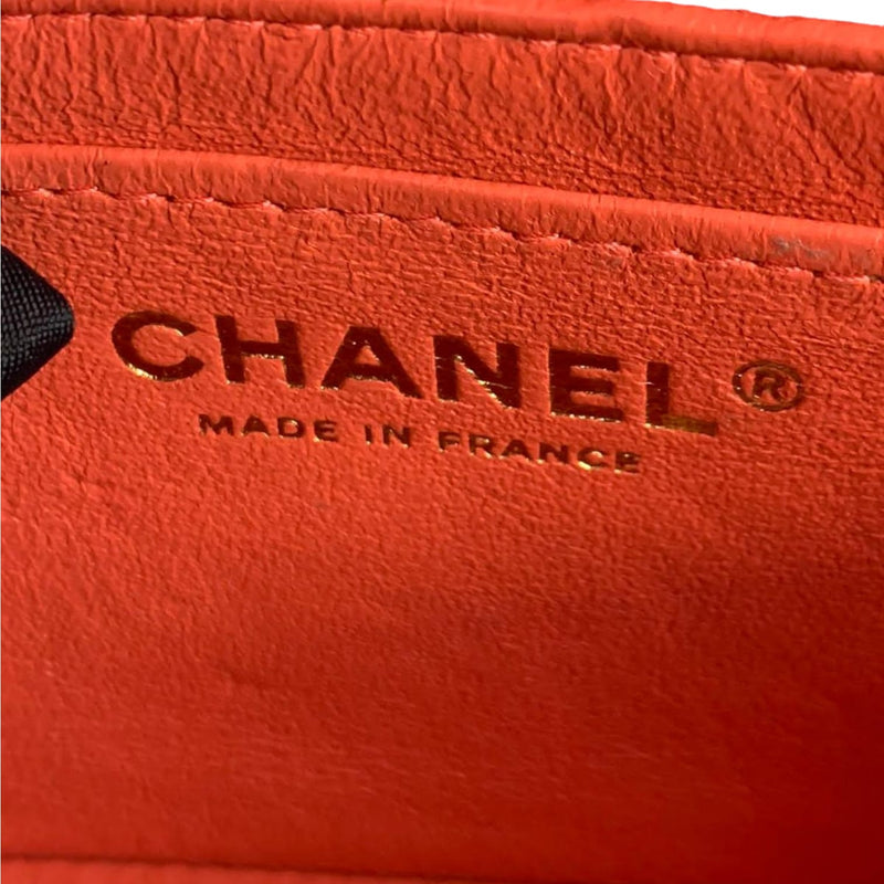 Mini Classic Flap Calfskin Chevron Red GHW