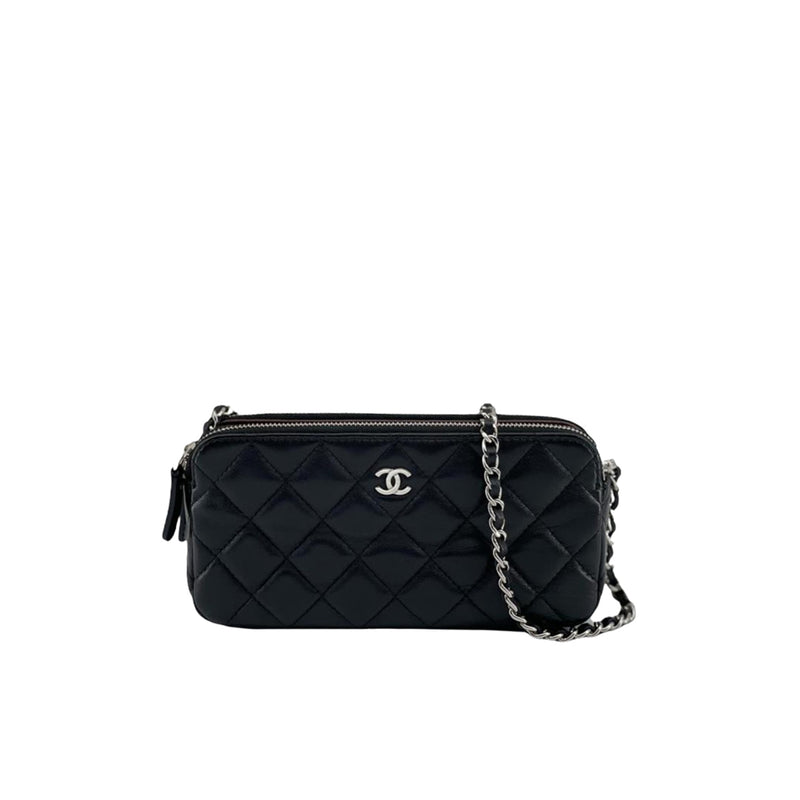 Double Zip WOC Quilted Lambskin Black SHW