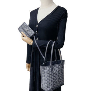 Mini Anjou Reversible Tote Canvas Calfskin Grey SHW