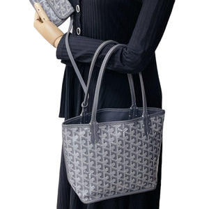Mini Anjou Reversible Tote Canvas Calfskin Grey SHW