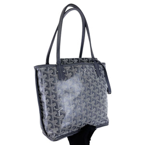 Mini Anjou Reversible Tote Canvas Calfskin Grey SHW