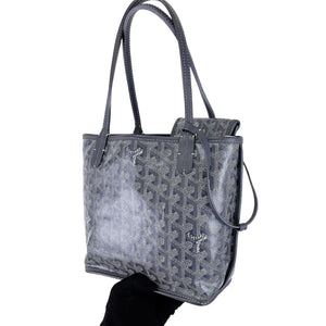 Mini Anjou Reversible Tote Canvas Calfskin Grey SHW