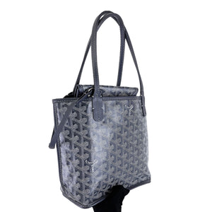 Mini Anjou Reversible Tote Canvas Calfskin Grey SHW
