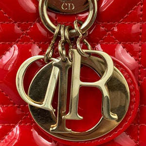 Medium Lady Dior Cannage Patent Red GHW