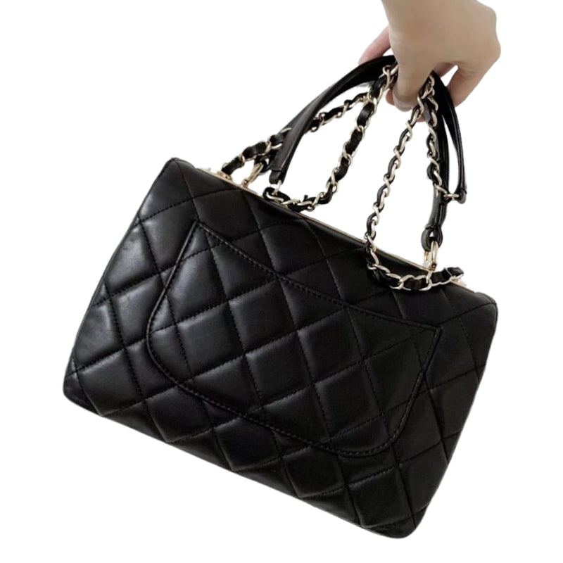 Chanel Small Coco Lady Quilted Flap Bag With Top Handle Black Calfskin   Coco Approved Studio