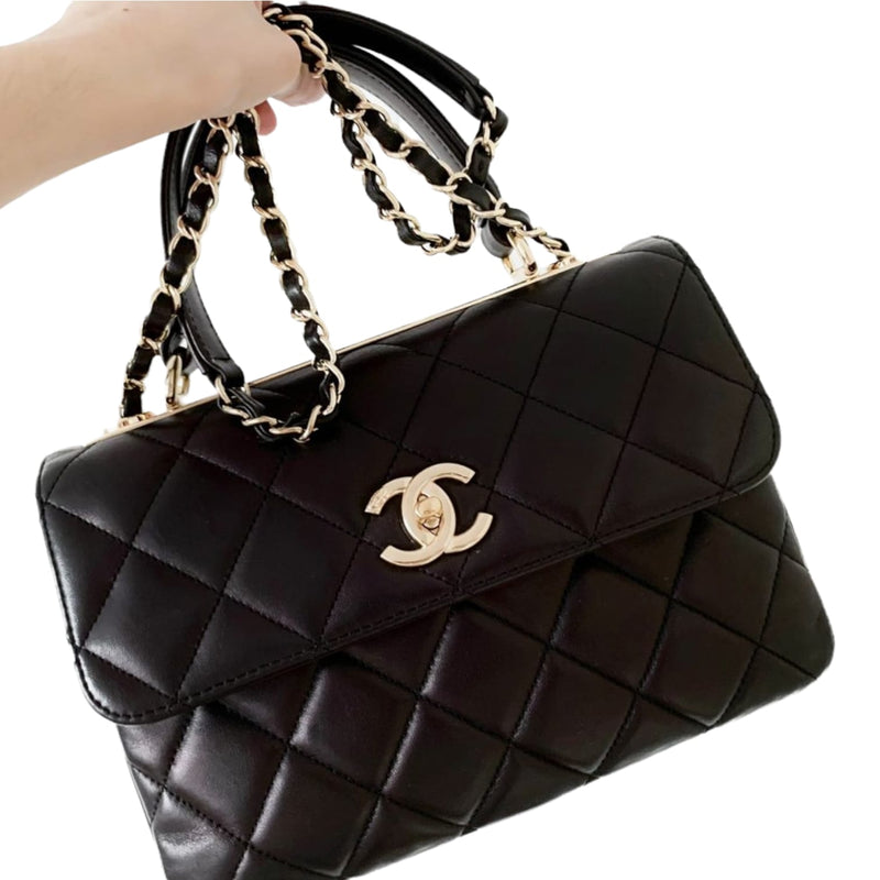 CHANEL, Bags, New Chanel Trendy Cc Flap Bag Quilted Lambskin Medium Black