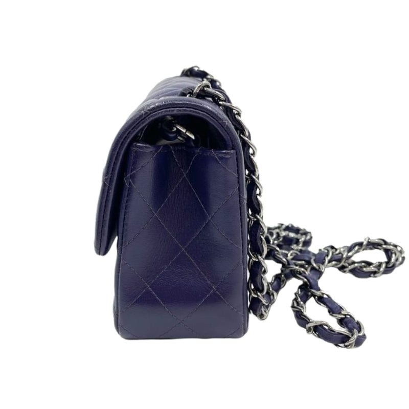 Mini Rectangle Classic Flap Lambskin Purple SHW
