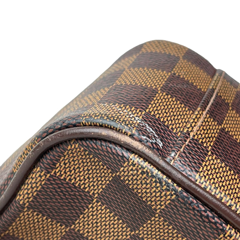 Auth Louis Vuitton Shelton MM Damier Canvas Ebene Brown