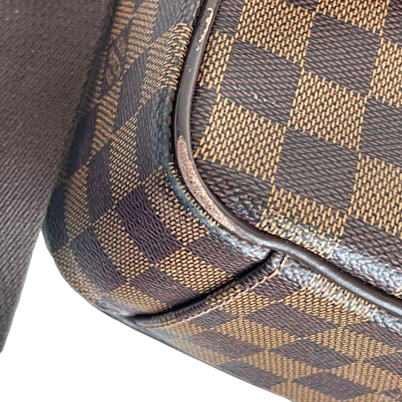 Auth Louis Vuitton Shelton MM Damier Canvas Ebene Brown