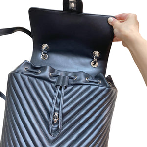 Medium Urban Spirit Backpack Chevron Lambskin Black SHW