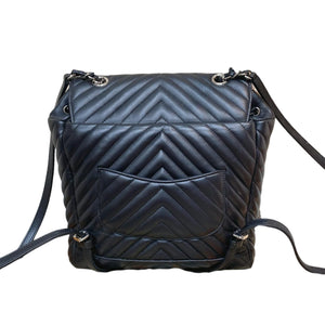 Medium Urban Spirit Backpack Chevron Lambskin Black SHW
