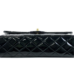 Medium Classic Double Flap Patent Black GHW