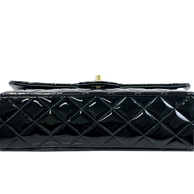 Medium Classic Double Flap Patent Black GHW