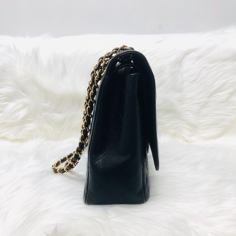 Classic Double Flap Caviar Leather Maxi Black GHW