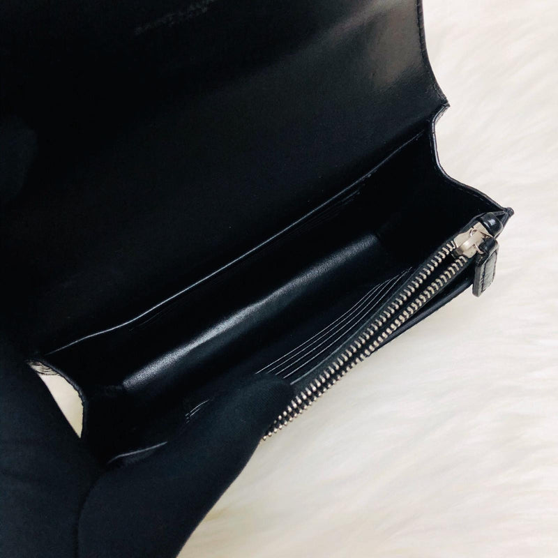 [Super günstiger Sonderpreis] Mini Sunset Bag in Black Embossed Religion Bag Crocodile Leather 