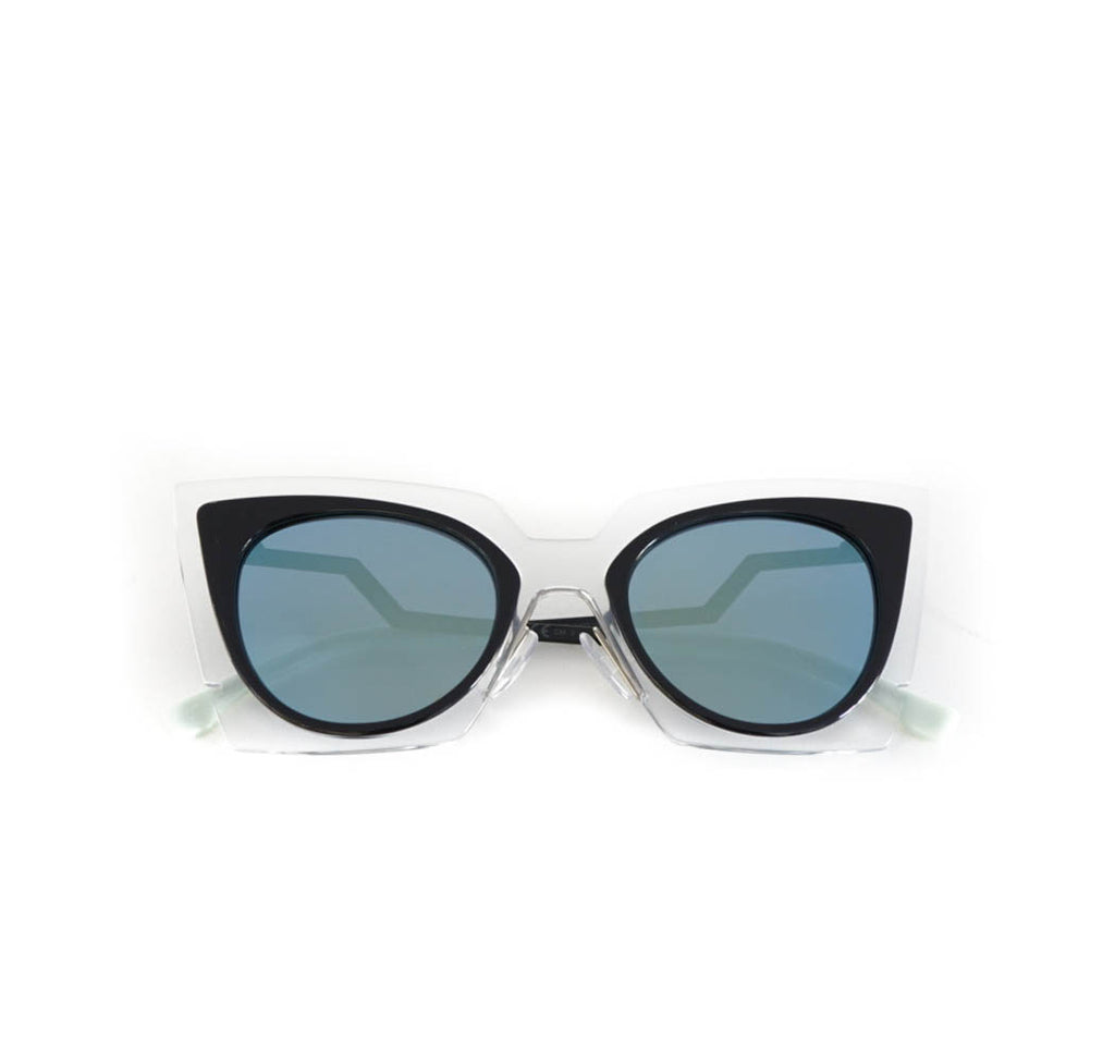 Two Tone Cat Eye Sunglasses with orange case