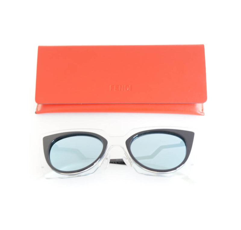 Two Tone Cat Eye Sunglasses with orange case