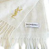Pure Wool White Scarf with Gold YSL Monogram