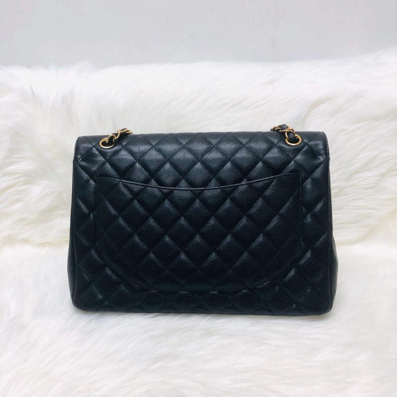 Classic Double Flap Caviar Leather Maxi Black GHW
