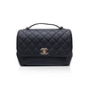 Business Affinity Flap Black Quilted Caviar Leather with GHW Large