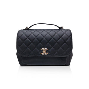 Business Affinity Flap Black Quilted Caviar Leather with GHW Large