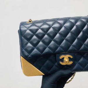 Studded Rock the Corners Flap Bag in Dark Blue