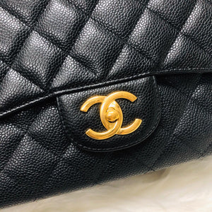 Classic Double Flap Caviar Leather Maxi Black GHW