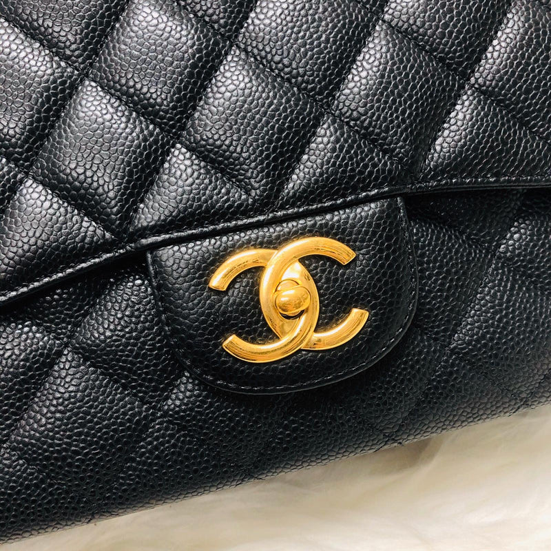 Classic Double Flap Caviar Leather Maxi Black GHW
