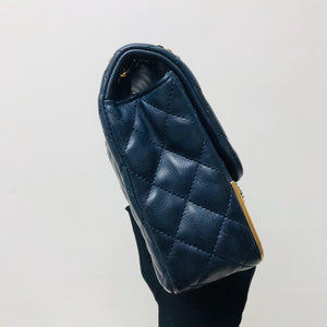 Studded Rock the Corners Flap Bag in Dark Blue