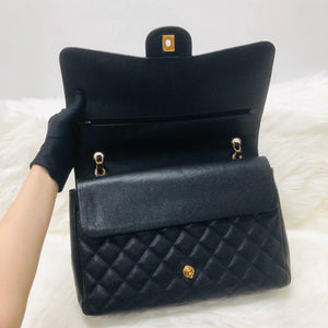 Classic Double Flap Caviar Leather Maxi Black GHW