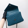 Medium Chevron College Leather Bag Blue