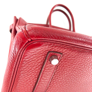 Birkin 35 Rouge Garance Clemence K-Stamp with Palladium HDW