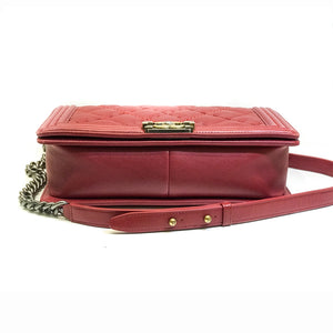 Medium Boy Flap in Stitched Calfskin Leather with RHW