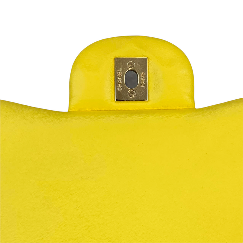Classic Double Flap Jumbo Lambskin Yellow GHW