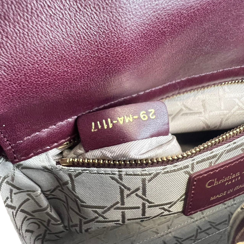 Small Lady Dior Lucky Badges Lambskin Burgundy GHW
