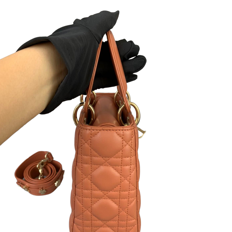 Small ABC Dior Lucky Badges Lambskin Orange GHW