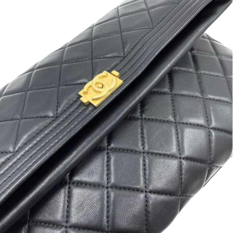 Boy chanel flap bag with handle, Grained shiny calfskin & gold