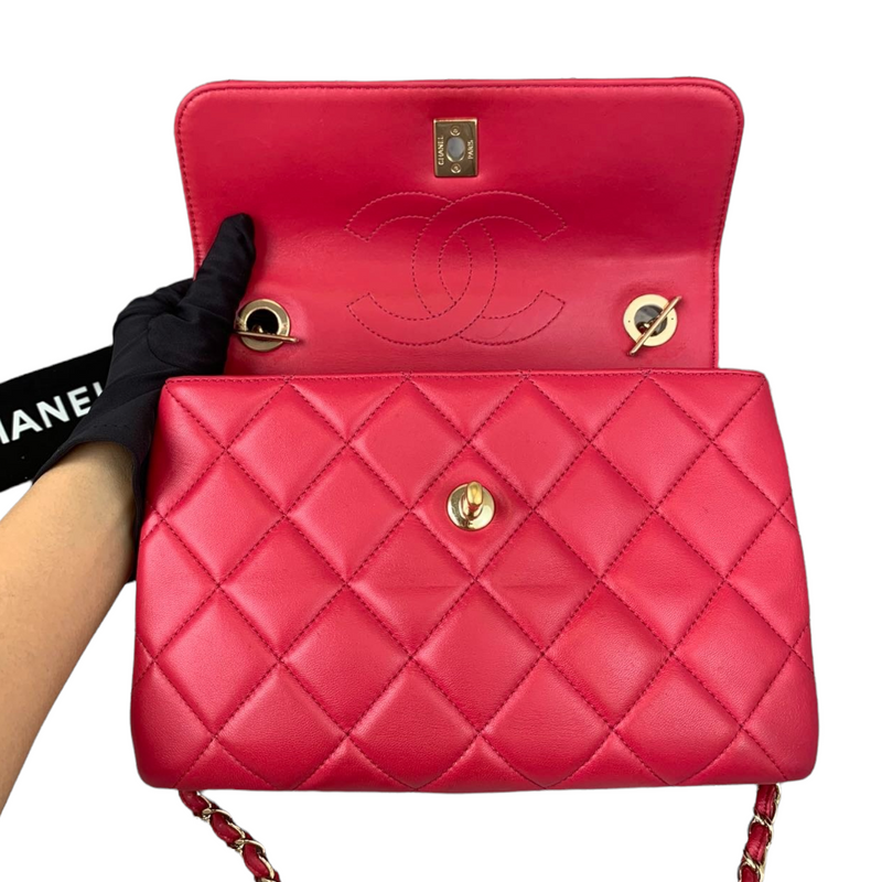 Small Trendy CC Lambskin Red GHW